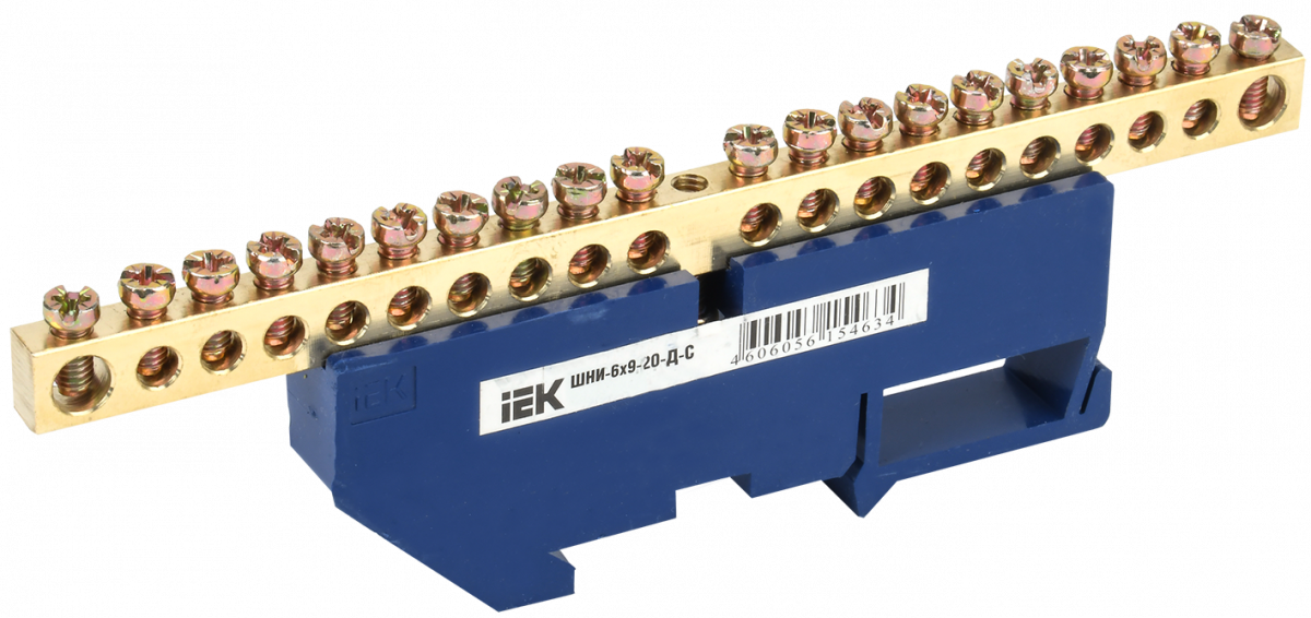 Шина N "ноль" на DIN-изол ШНИ-6х9-20-Д-С IEK купить в интернет-магазине