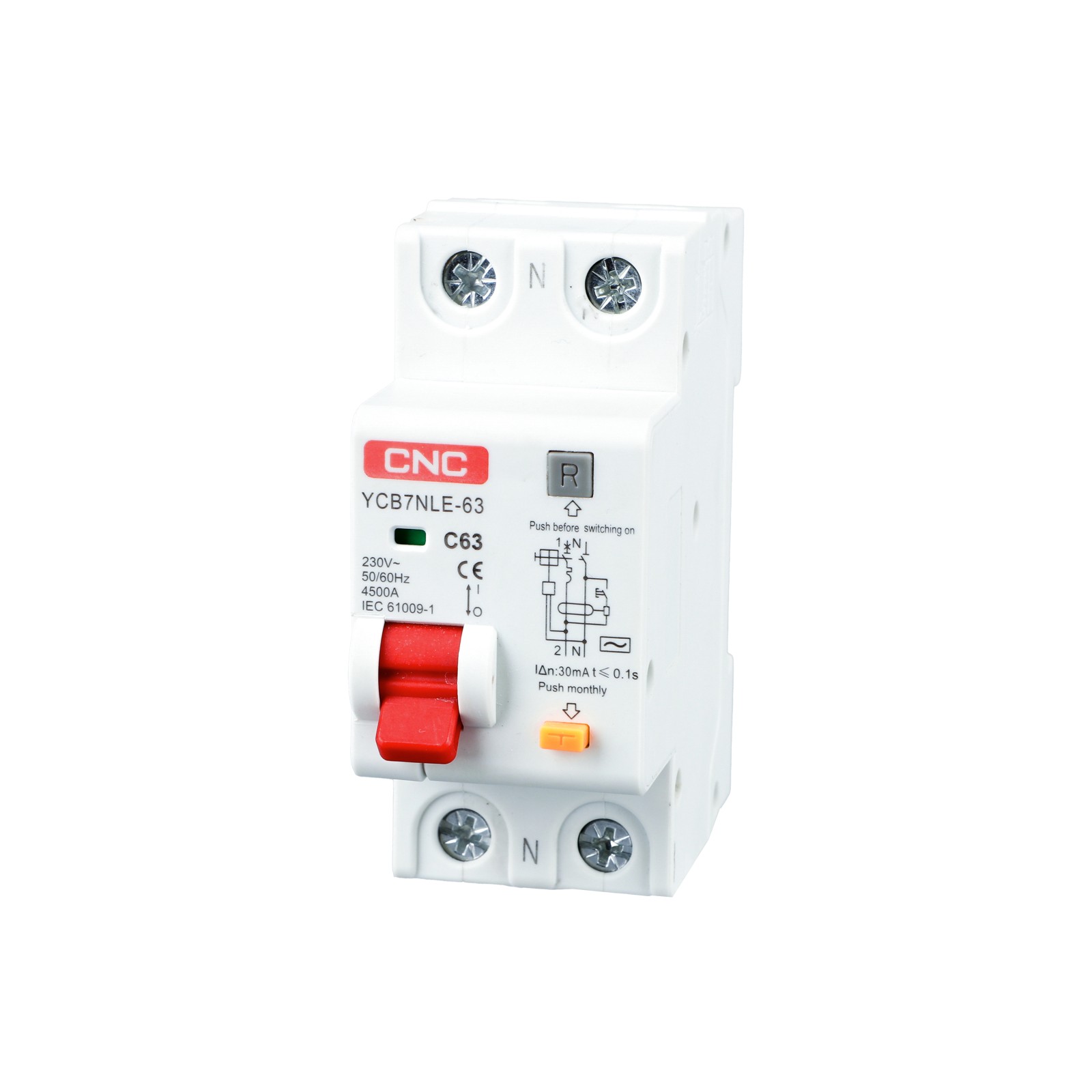 YCB7NLE-63 32A 1P+N 4,5kA 30mA B AC купить в интернет-магазине