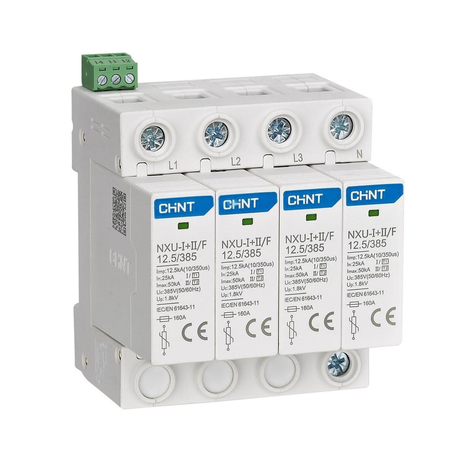 УЗИП NXU-I+II/F 4P In=25kA Im=50kA Uc=385В (класс I + II) купить в интернет-магазине