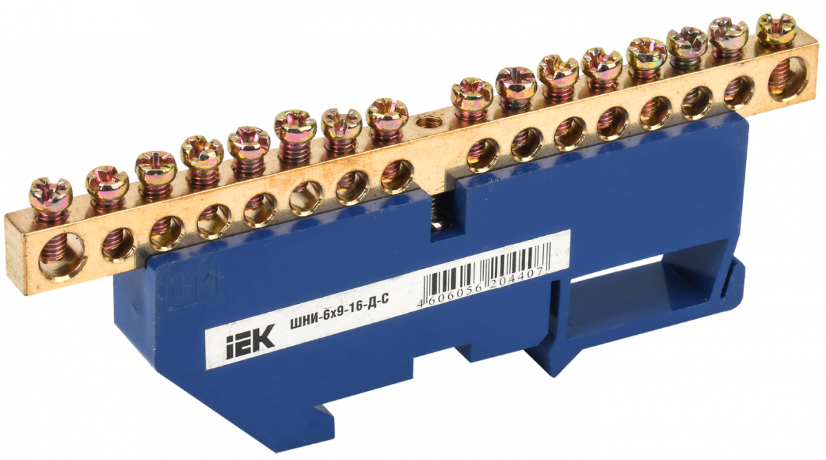 Шина N "ноль" на DIN-изол ШНИ-6х9-16-Д-С IEK купить в интернет-магазине