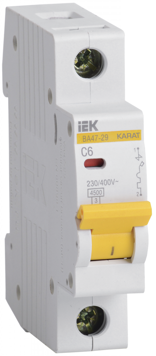KARAT Автоматический выключатель ВА47-29 1P C 6А 4,5кА IEK купить в интернет-магазине