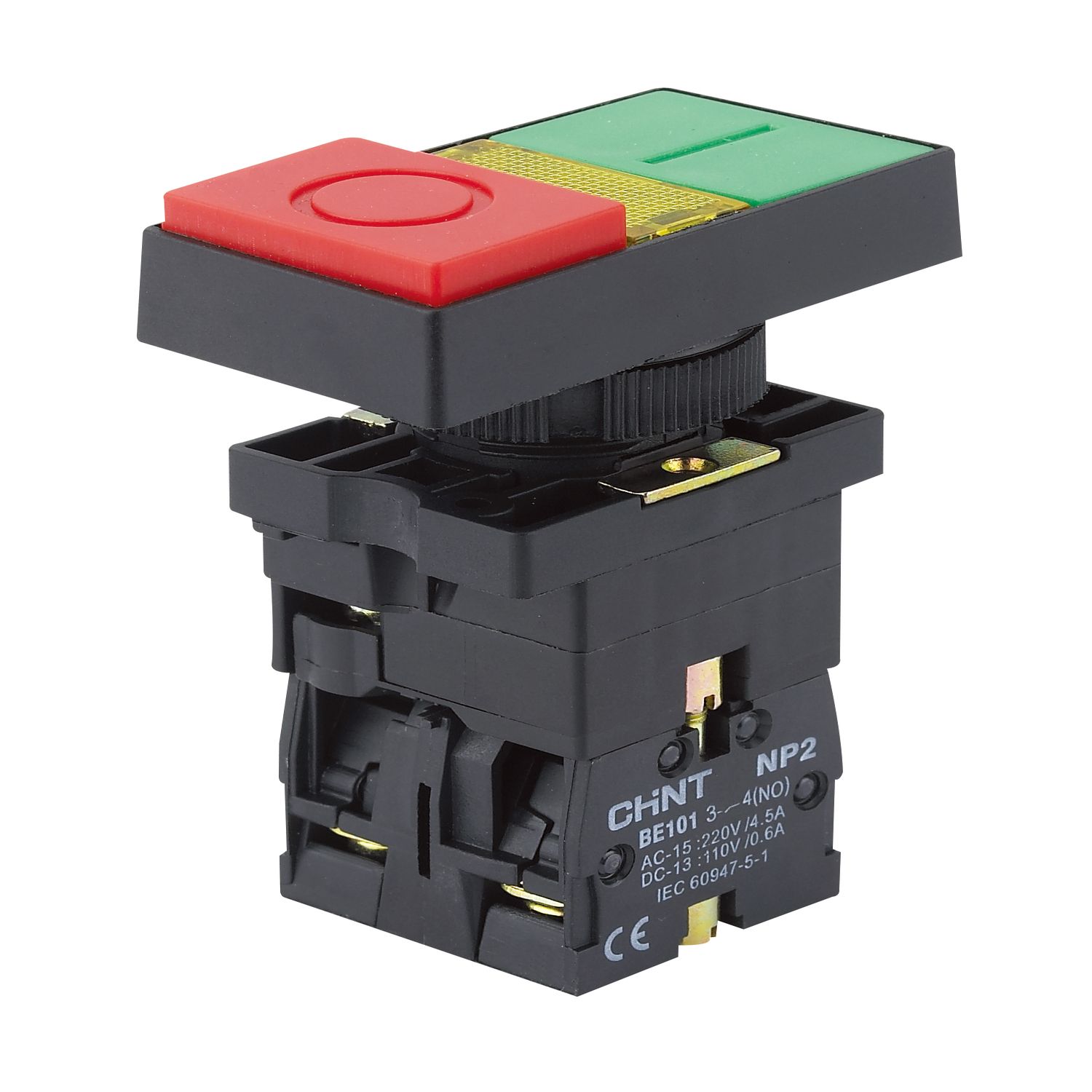 Двойная кнопка NP2-EW8465 черный корпус, 1НО+1НЗ, AC/DC220В (LED), IP40 (R) купить в интернет-магазине