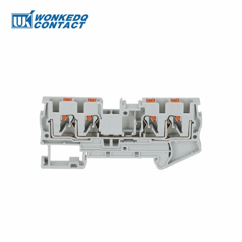 Клемма 4-проводная проходная 0.5-4мм2 на DIN рейку JPT 4-QU Push-in серая 800V/32A  3211797WE купить в интернет-магазине