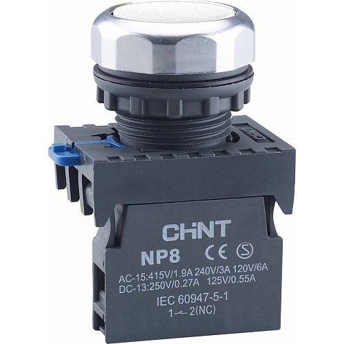 Кнопка упр. NP8-20BND/1 подсветка, самовозв, белый, AC110-230В(LED), 2НО, IP65 (R) купить в интернет-магазине