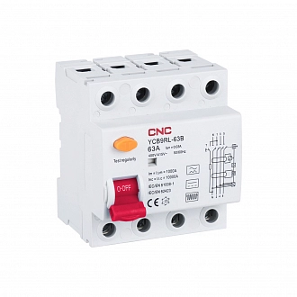 YCB9RL-63B 16А 3P+N 6кА 30мА B (электромагнитный) купить в интернет-магазине